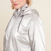 Parka métallisée à capuche gris argent femme