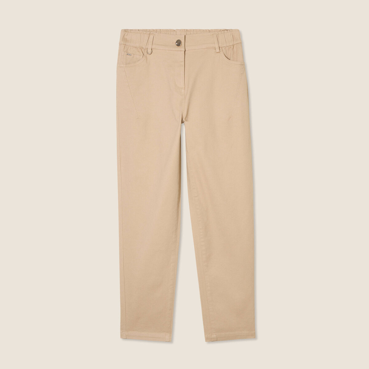 Pantalon coupe droite 7/8&egrave;me sable femme