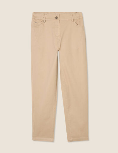 Pantalon coupe droite 7/8&egrave;me sable femme