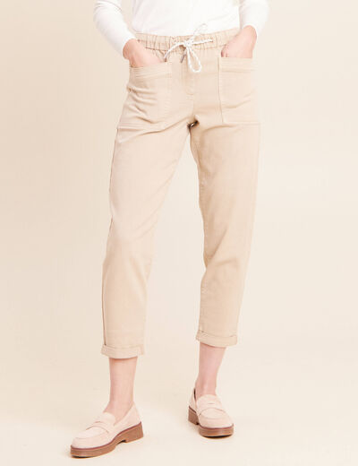 Jean coupe mom 7/8&egrave;me denim beige femme