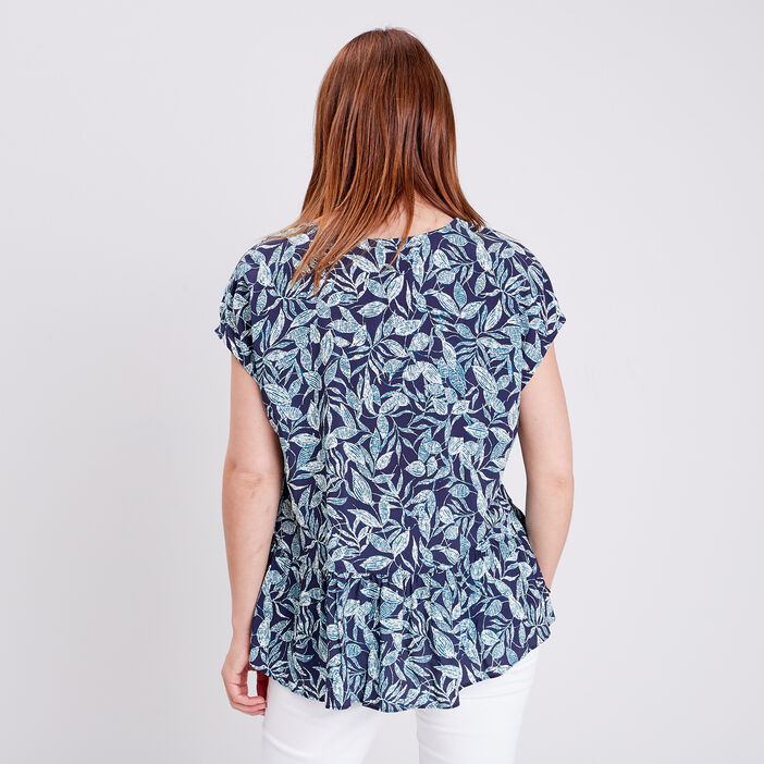 Blouse manches courtes bleu marine femme