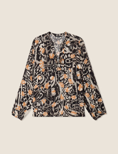 Blouse manches longues marron clair femme