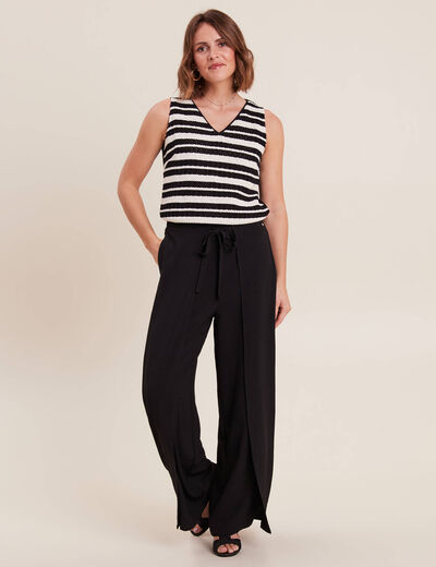 Débardeur sans manches crochet noir femme