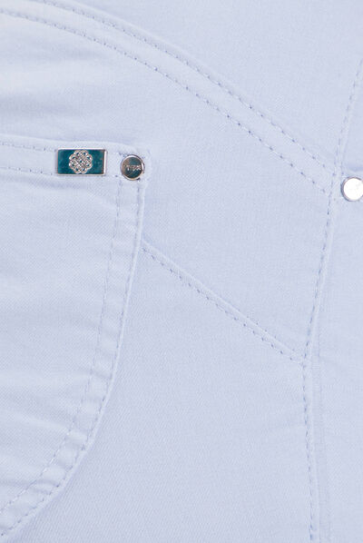 Pantalon léger taille standard 7/8ème bleu clair femme