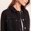 Veste droite courte manches longues denim noir femme