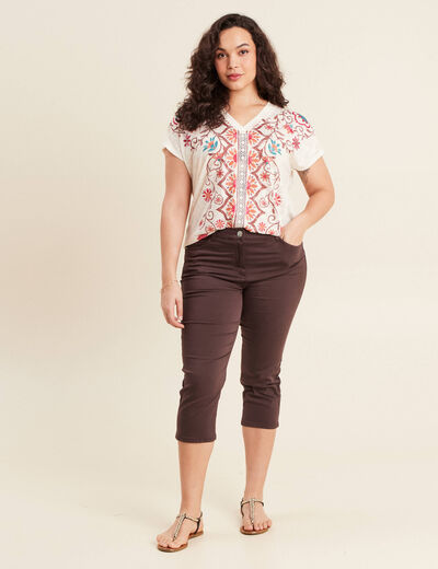 T-shirt manches courtes ecru femme