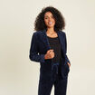 Veste tailleur velours bleu femme