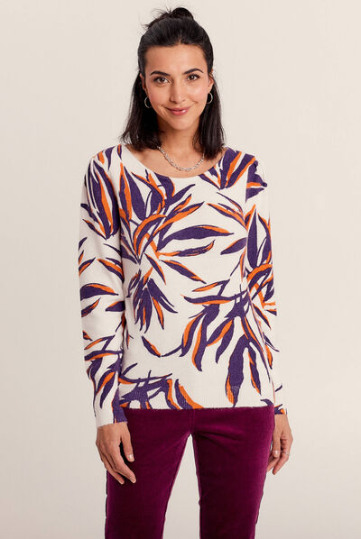 Pull manches longues creme femme