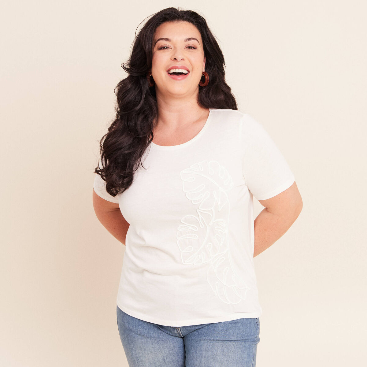 T-shirt manches courtes ecru femme