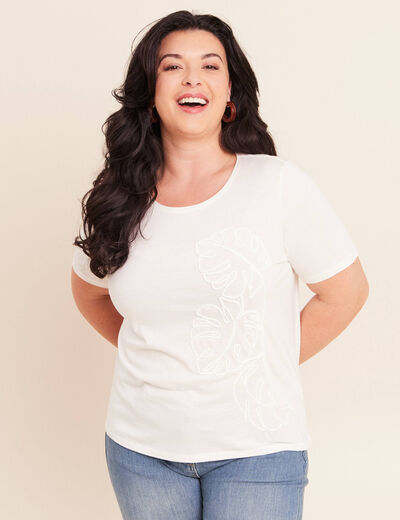 T-shirt manches courtes ecru femme