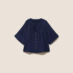Blouse ample col v manches 3/4 bleu marine femme