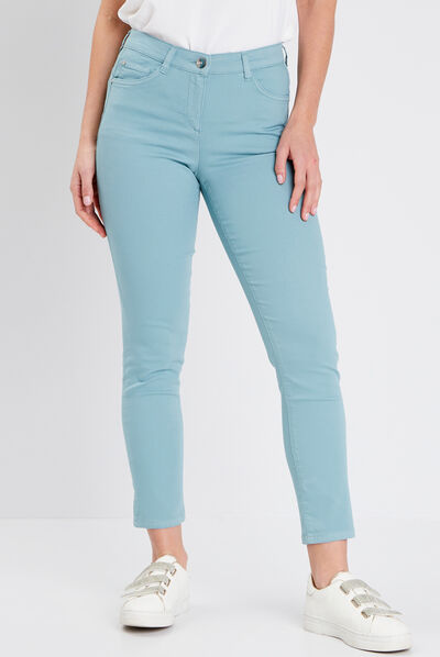 PANTALON LÉGER TAILLE BASCULÉE 7/8ÈME bleu canard femme