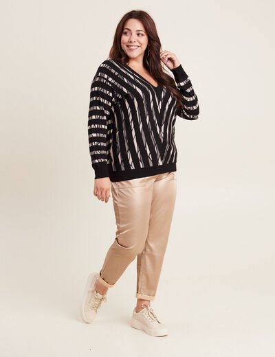 Pull manches longues noir femme