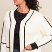 Veste manches longues sans col ecru femme