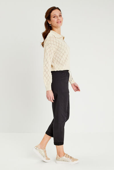Pantalon flou à coulisse noir femme