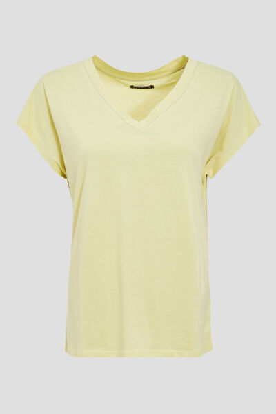 T-shirt manches courtes jaune clair femme