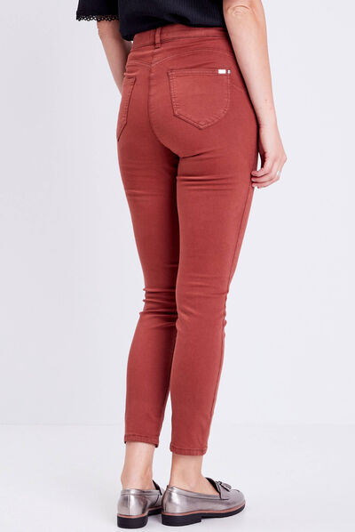 Pantalon léger taille standard 7/8ème marron cognac femme