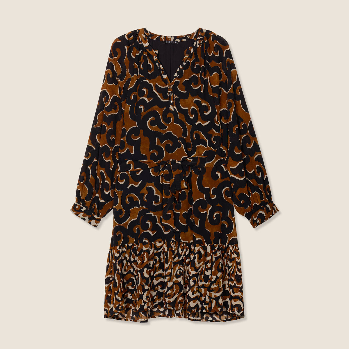 Robe imprimée évasée fluide femme noir femme