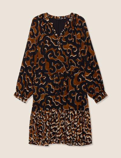 Robe imprimée évasée fluide femme noir femme