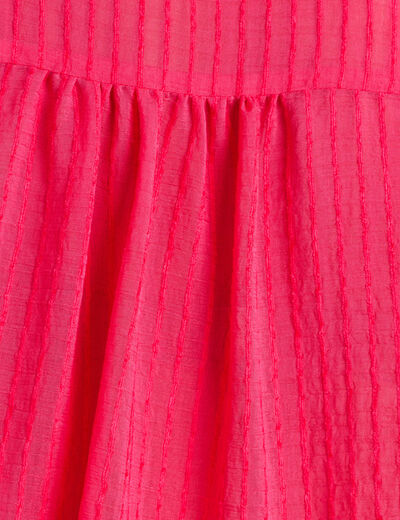 Blouse ample col tunisien manches 3/4 rose fushia femme