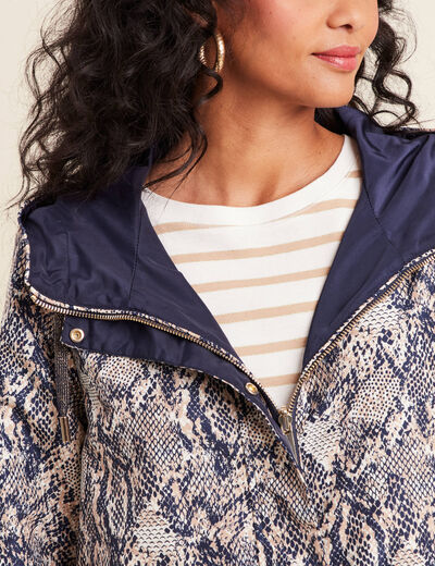 parka cintrée réversible à capuche beige femme
