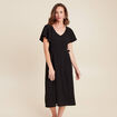 Robe longue droite manches courtes noir femme