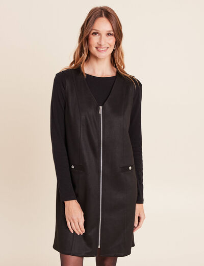 Robe chasuble su&eacute;dine noir femme