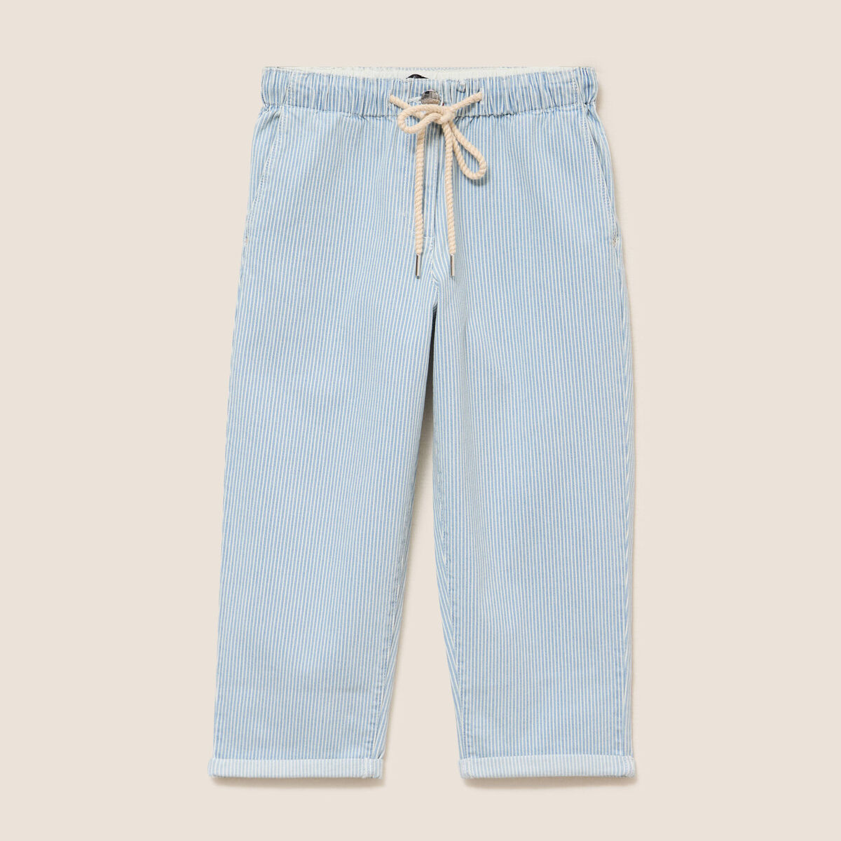 Pantacourt coupe mom bleu femme