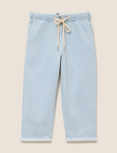 Pantacourt coupe mom bleu femme