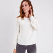 Pull manches longues à sequins ecru femme