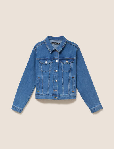 Veste cintr&eacute;e denim stone femme