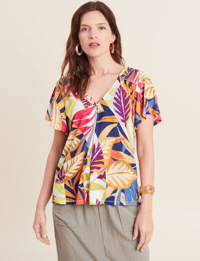 T-shirt manches courtes multicolore femme