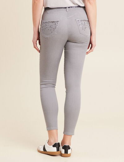 Pantalon magique Le L&eacute;ger coupe ajust&eacute;e denim gris clair femme