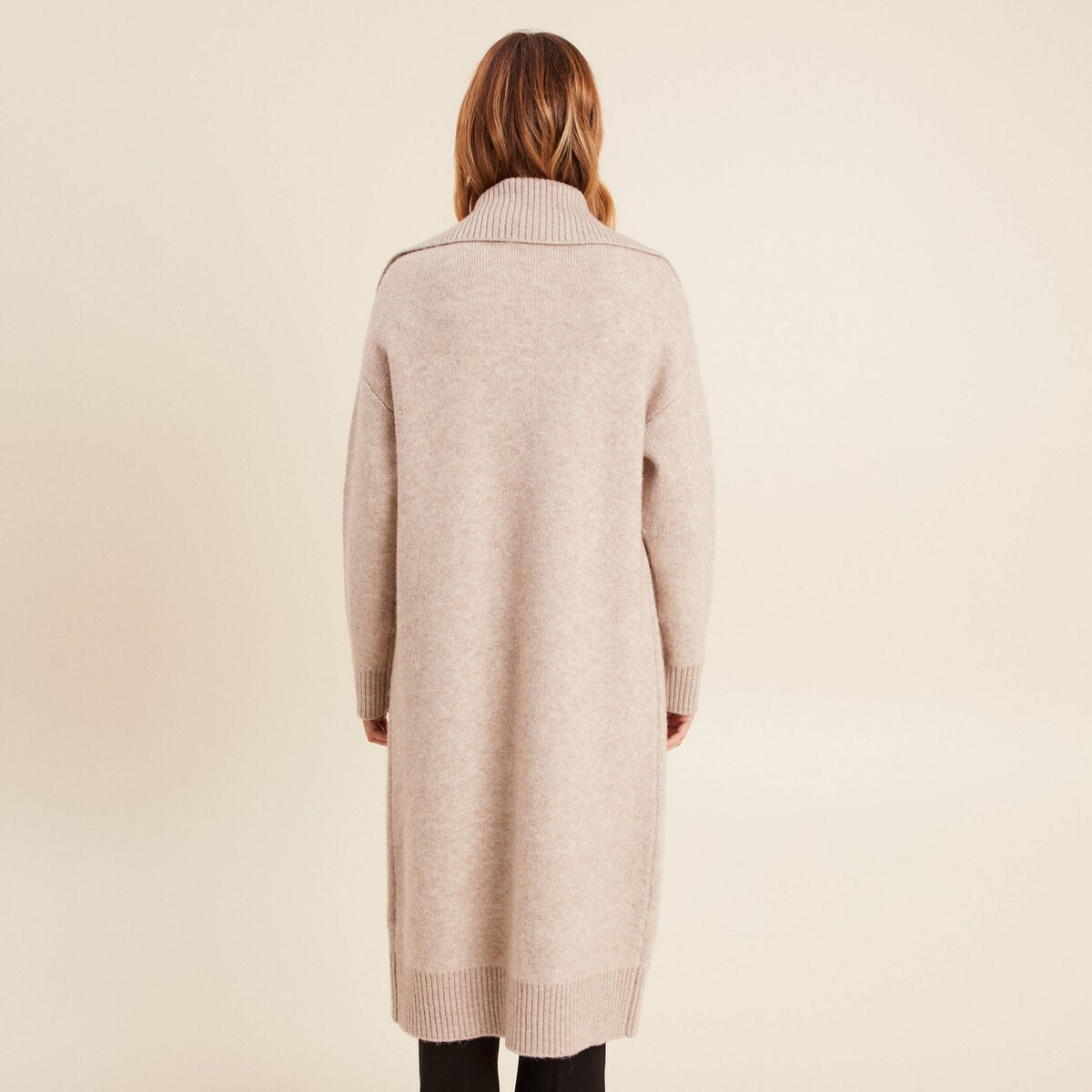 Gilet manches longues avec poches creme femme