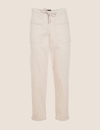 Pantalon coupe mom 7/8&egrave;me ivoire femme