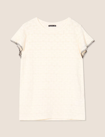 T-shirt manches courtes ecru femme