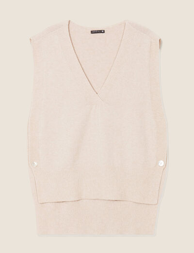 Pull sans manches creme femme