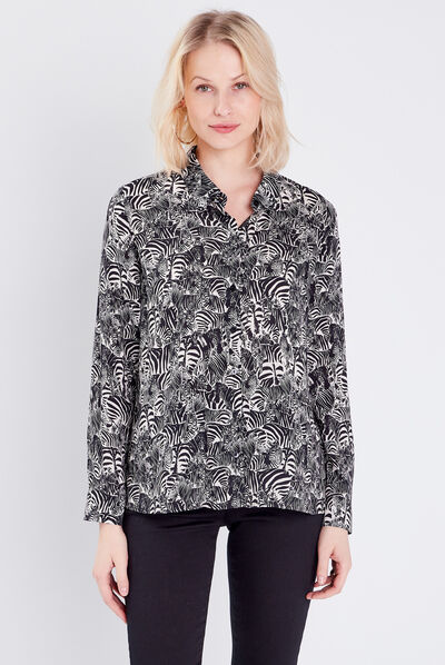Chemise manches longues noir femme