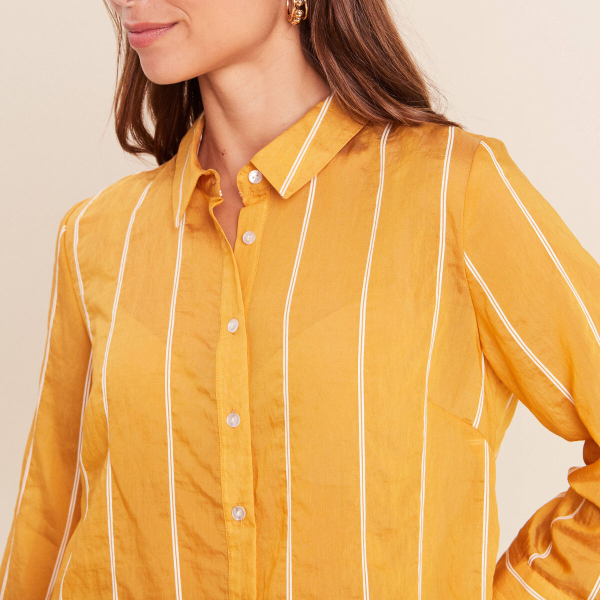 Chemise ample manches 3/4 col chemise jaune femme