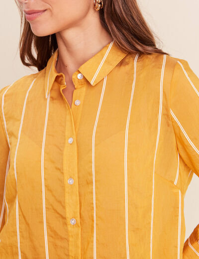 Chemise ample manches 3/4 col chemise jaune femme