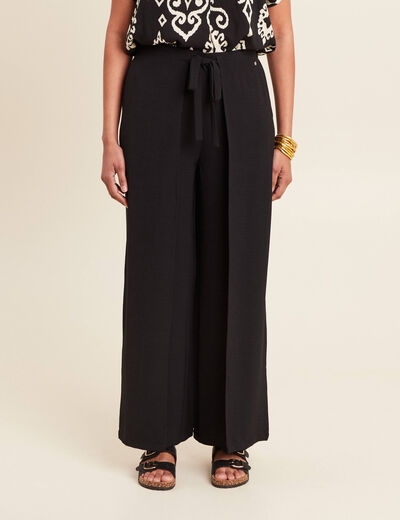 Pantalon coupe large portefeuille noir femme
