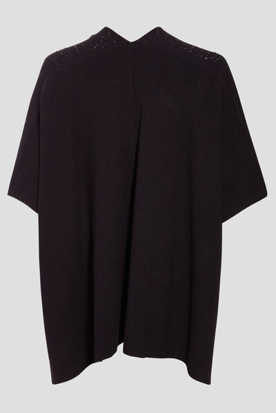 Poncho avec strass noir femme