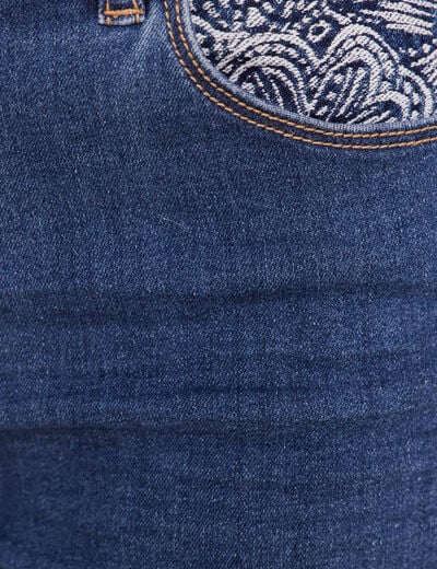 Jean ajust&eacute; 7/8&egrave;me taille bascul&eacute;e denim stone femme