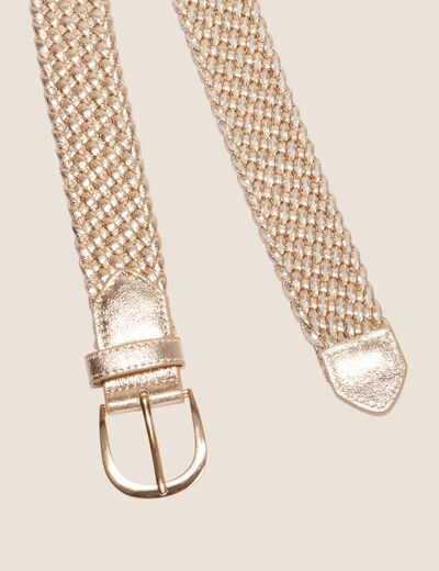 Ceinture tressée métalissée couleur or femme