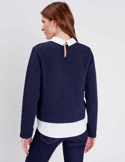 T-shirt manches longues bleu foncé femme