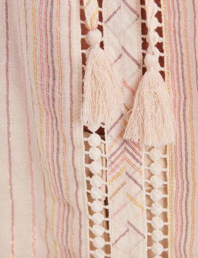 Blouse manches 3/4 rose pastel femme