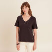 T-shirt manches courtes marron foncé femme