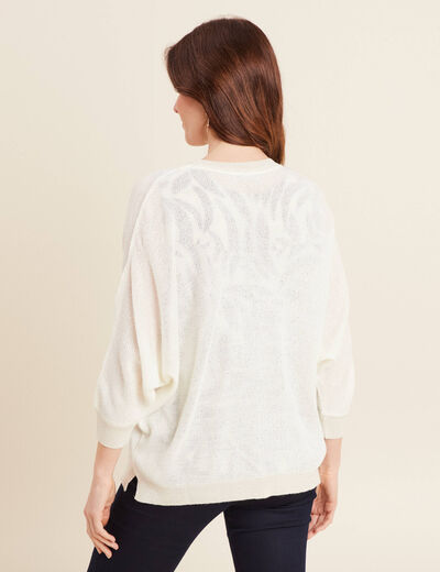 Gilet manches 3/4 ecru femme
