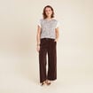 Pantalon large velours marron femme