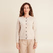 Gilet droit mi-long col rond beige femme